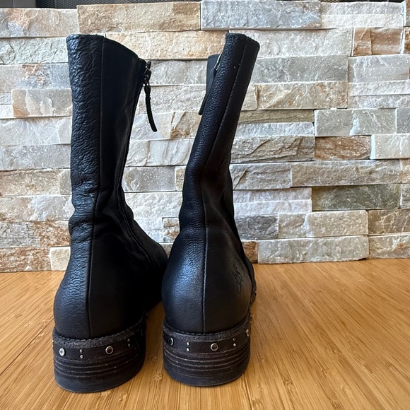 John Fluevog Nicola Black Leather Mid-Shin Boots - Picture 4 of 16